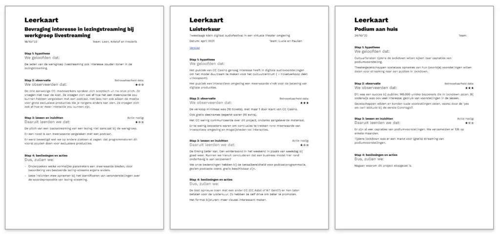 Inzichtkaarten die eerdere experimenten samenvatten